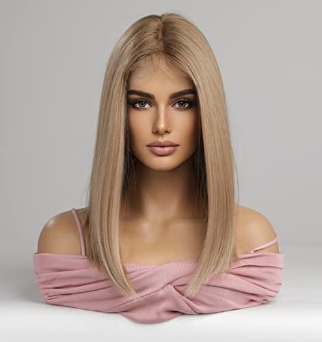 12 inch Light Brown Loose Curly Lace Front Wig with Middle Part - Image 103