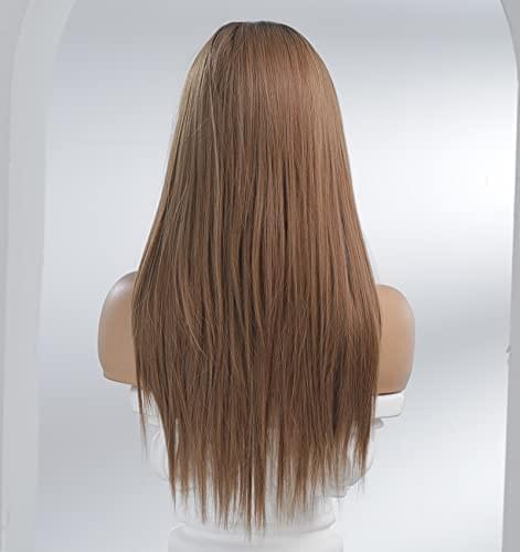 12 inch Light Brown Loose Curly Lace Front Wig with Middle Part - Image 118