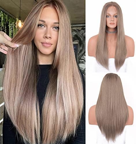 12 inch Light Brown Loose Curly Lace Front Wig with Middle Part - Image 124