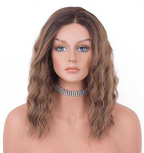 12 inch Light Brown Loose Curly Lace Front Wig with Middle Part - Image 14