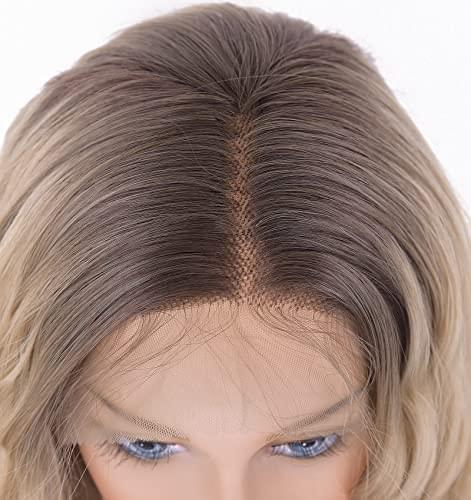 12 inch Light Brown Loose Curly Lace Front Wig with Middle Part - Image 142