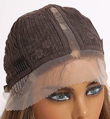 12 inch Light Brown Loose Curly Lace Front Wig with Middle Part - Image 178