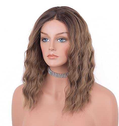 12 inch Light Brown Loose Curly Lace Front Wig with Middle Part - Image 2