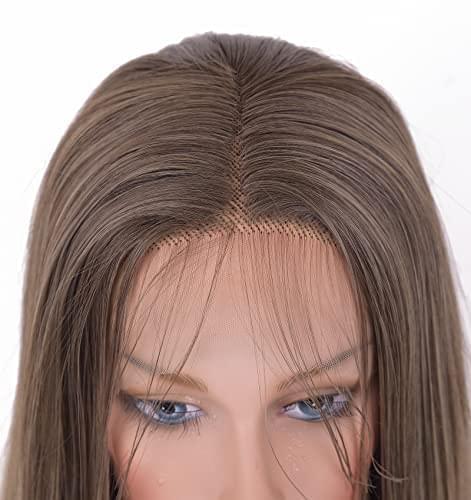 12 inch Light Brown Loose Curly Lace Front Wig with Middle Part - Image 41