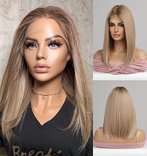 12 inch Light Brown Loose Curly Lace Front Wig with Middle Part - Image 7