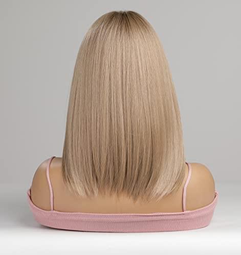 12 inch Light Brown Loose Curly Lace Front Wig with Middle Part - Image 8