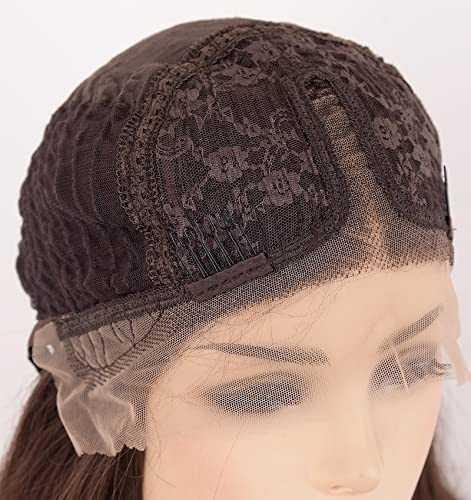 12 inch Light Brown Loose Curly Lace Front Wig with Middle Part - Image 86
