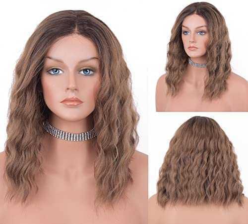 12 inch Light Brown Loose Curly Lace Front Wig with Middle Part - Image 90