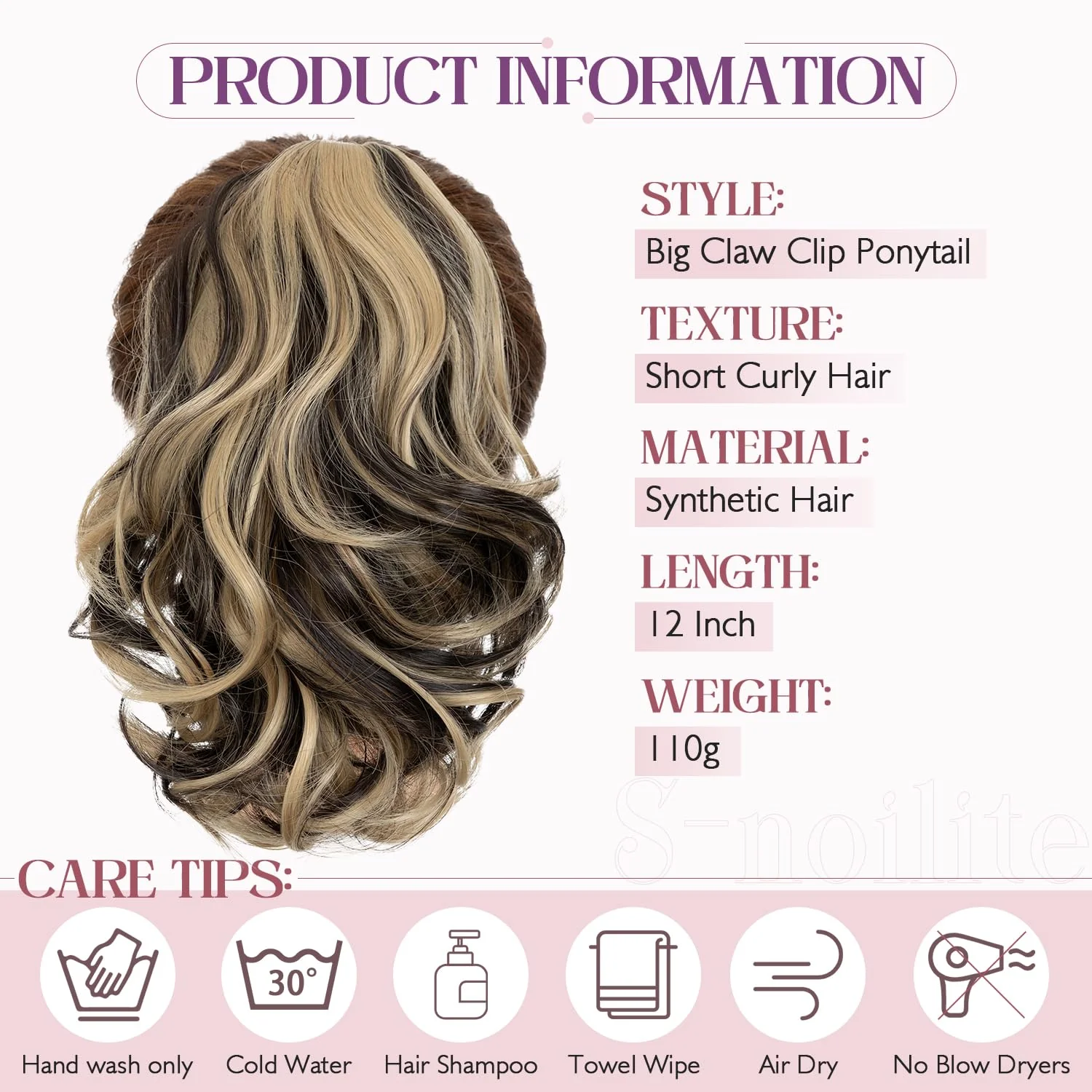12” Short Curly Claw Ponytail Extension Clip In On Hairpiece - Image 11