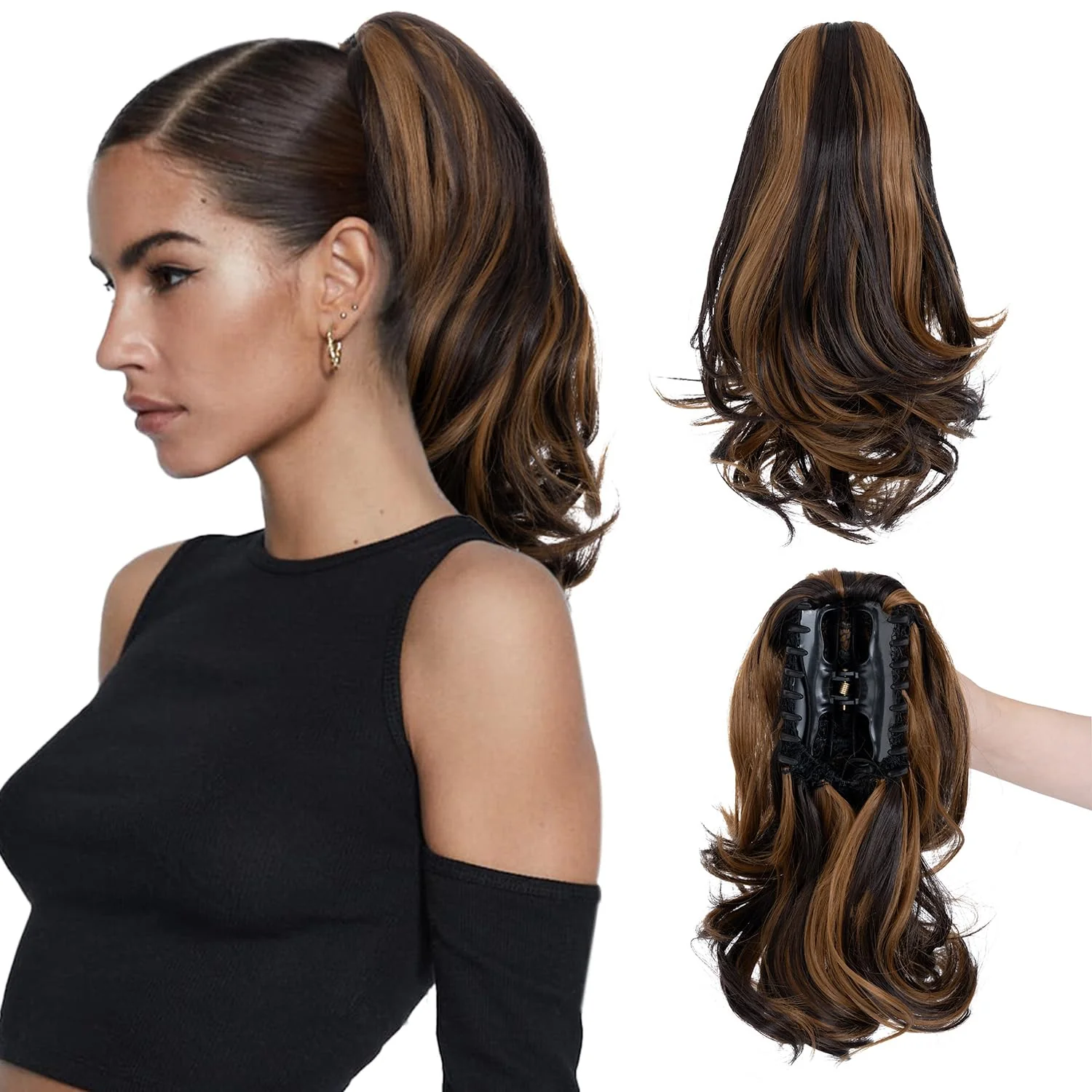 12” Short Curly Claw Ponytail Extension Clip In On Hairpiece - Image 15