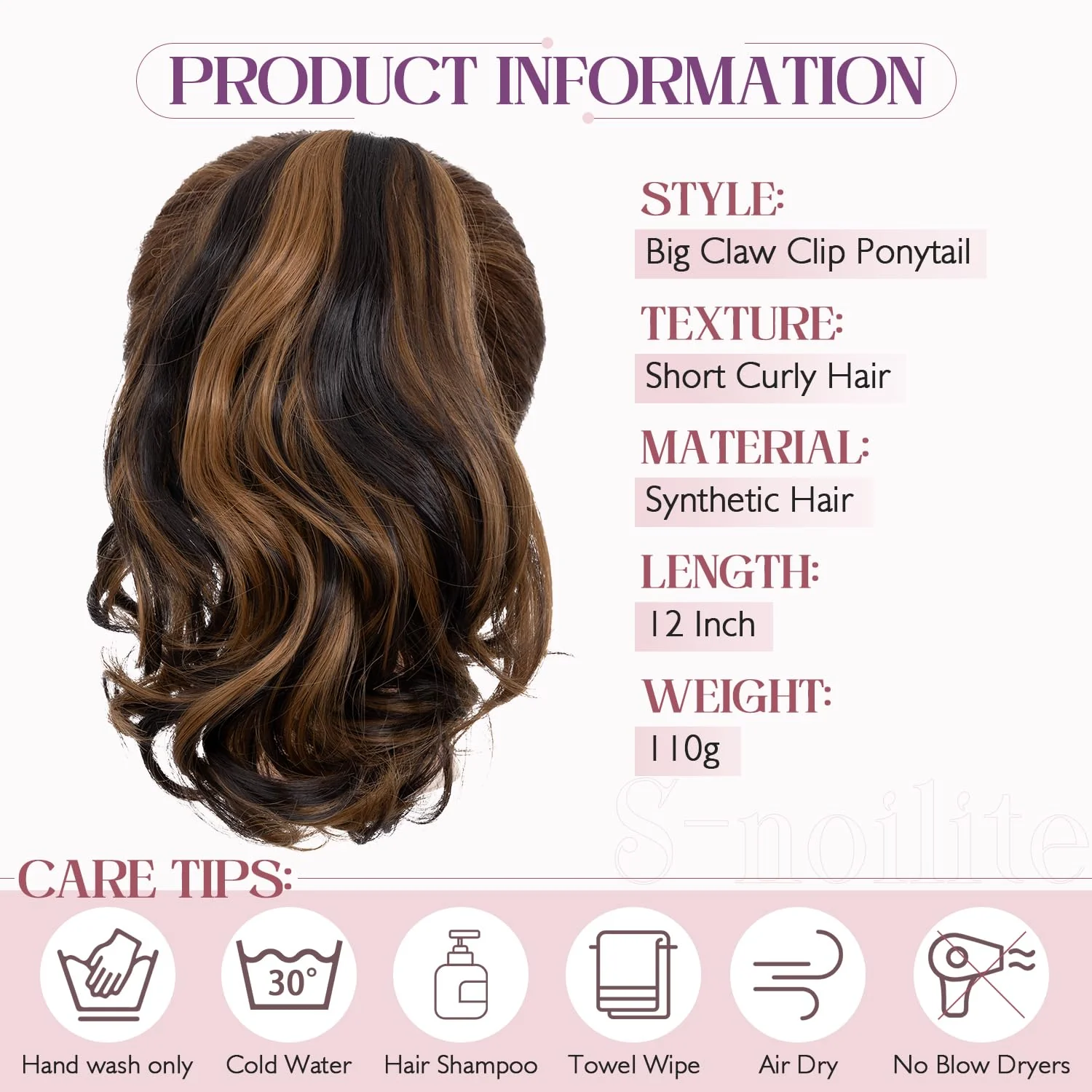 12” Short Curly Claw Ponytail Extension Clip In On Hairpiece - Image 17