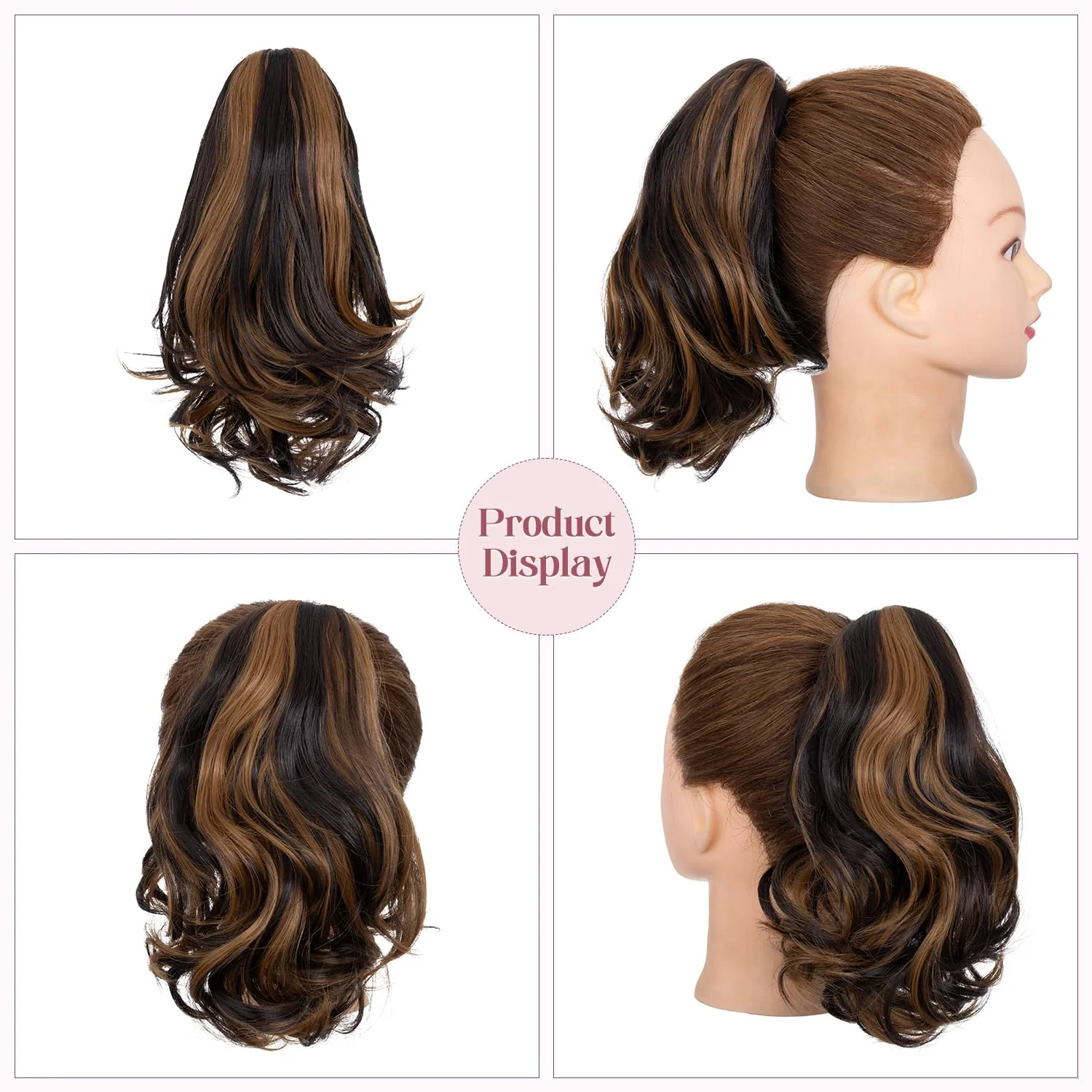 12” Short Curly Claw Ponytail Extension Clip In On Hairpiece - Image 18