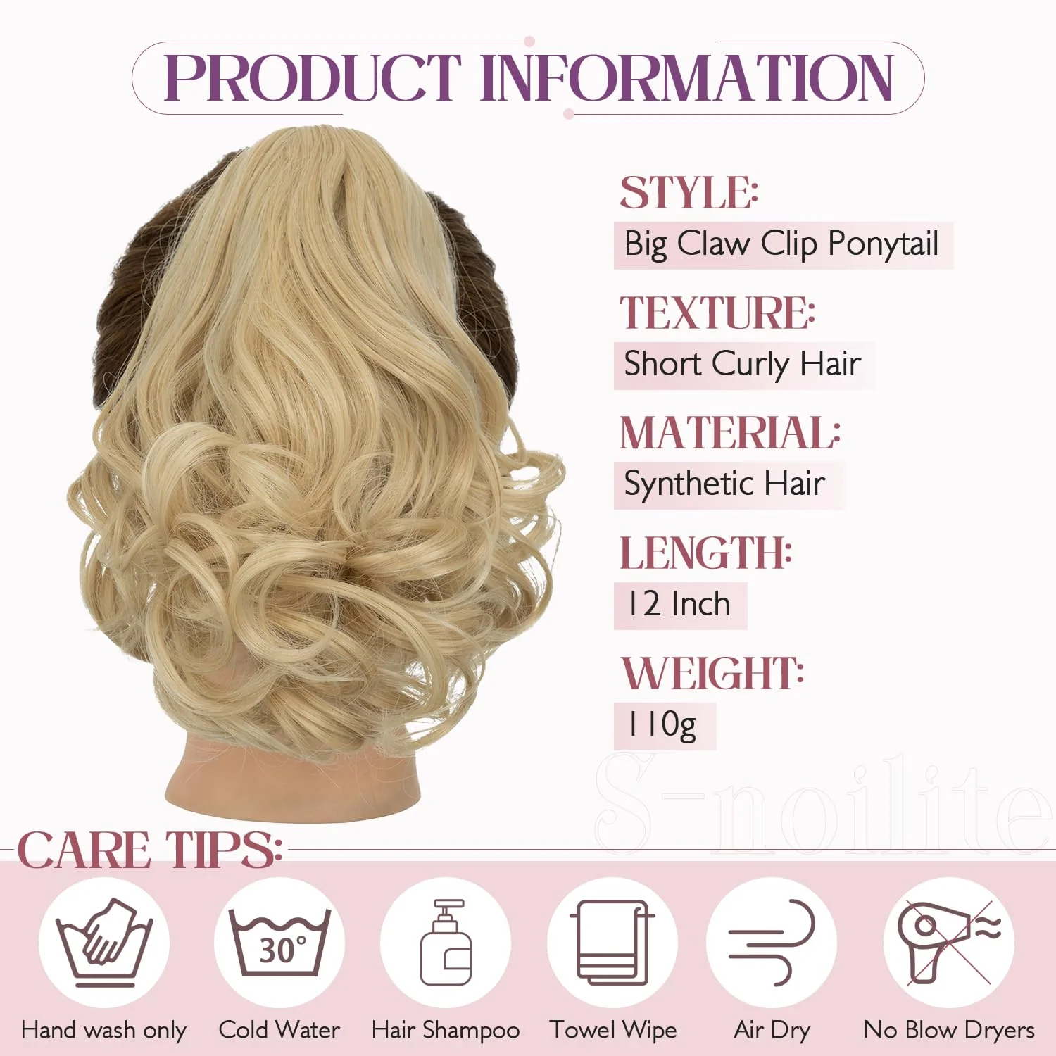 12” Short Curly Claw Ponytail Extension Clip In On Hairpiece - Image 21