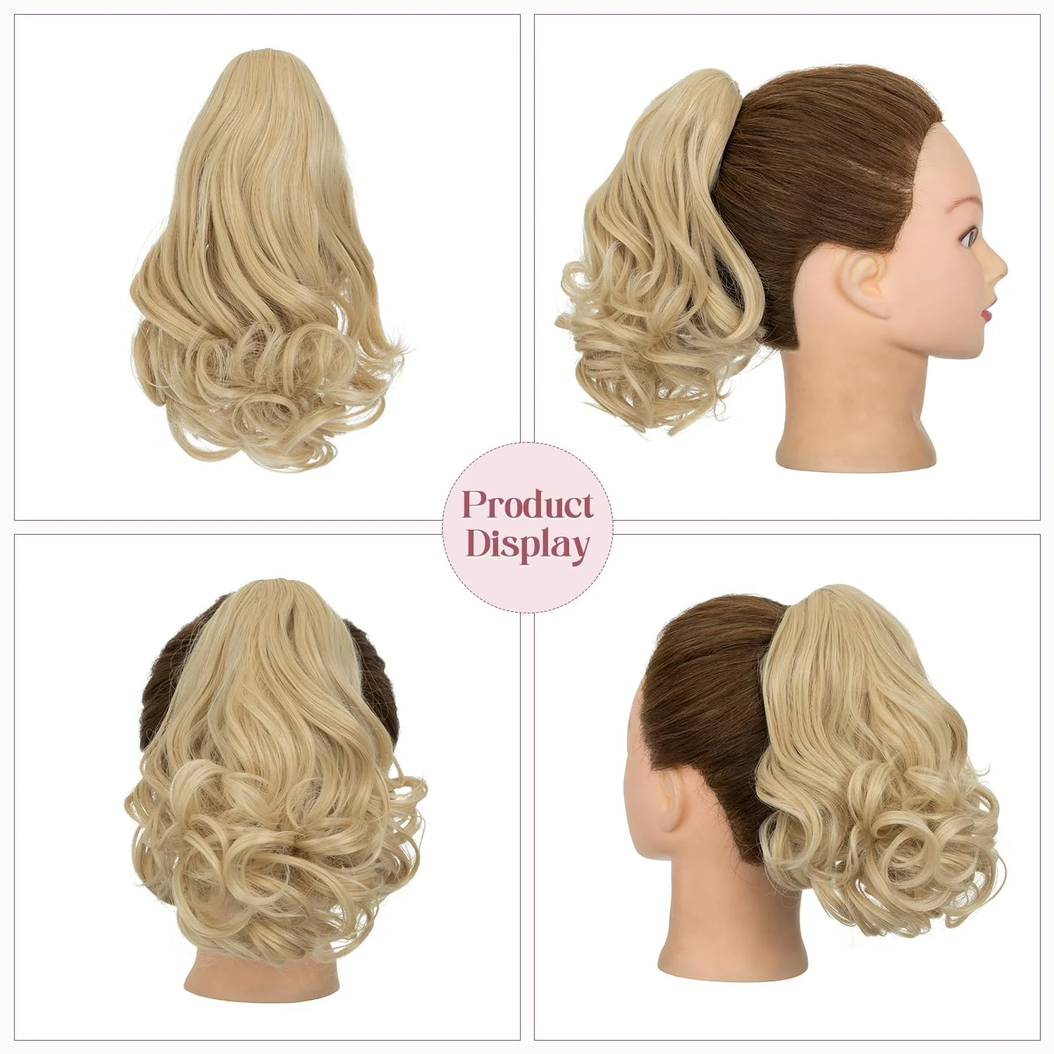 12” Short Curly Claw Ponytail Extension Clip In On Hairpiece - Image 22