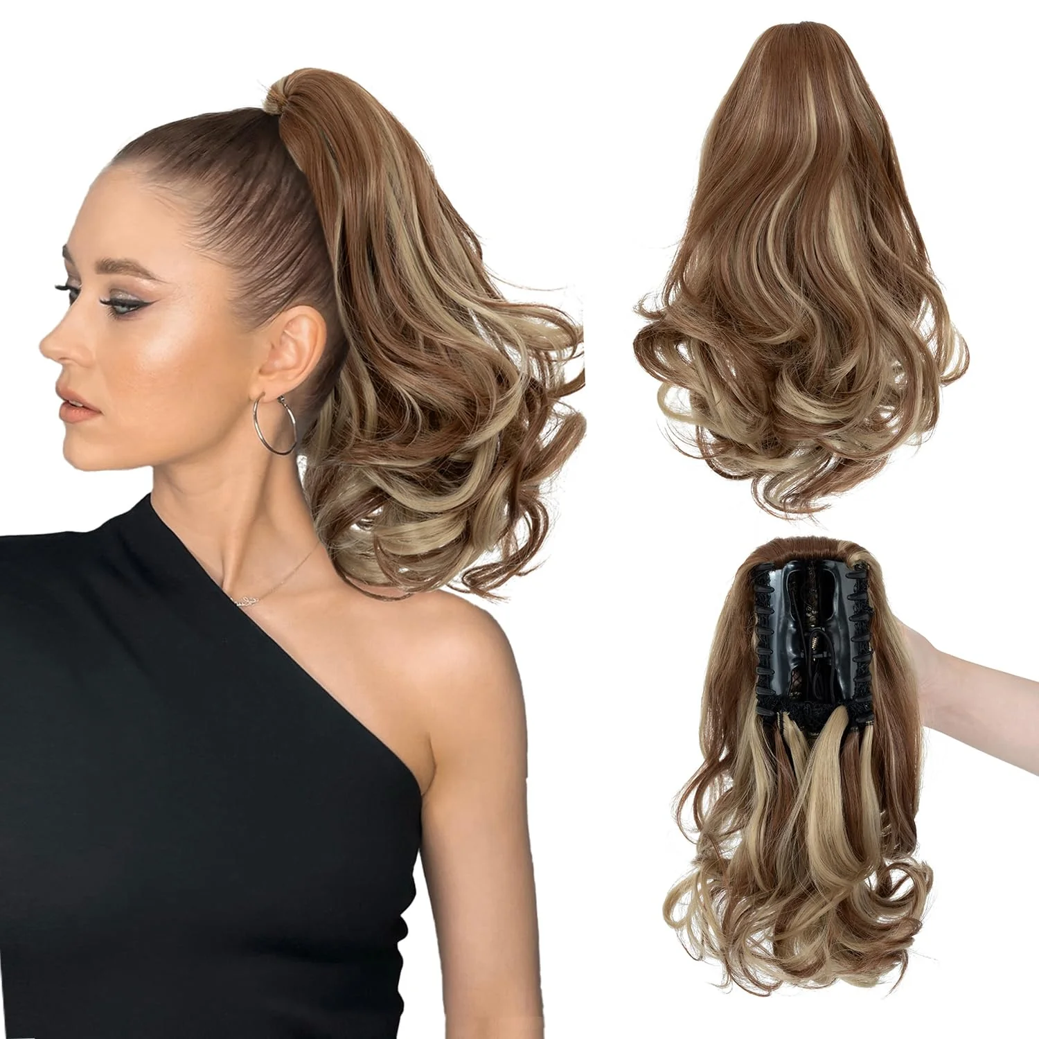 12” Short Curly Claw Ponytail Extension Clip In On Hairpiece - Image 23