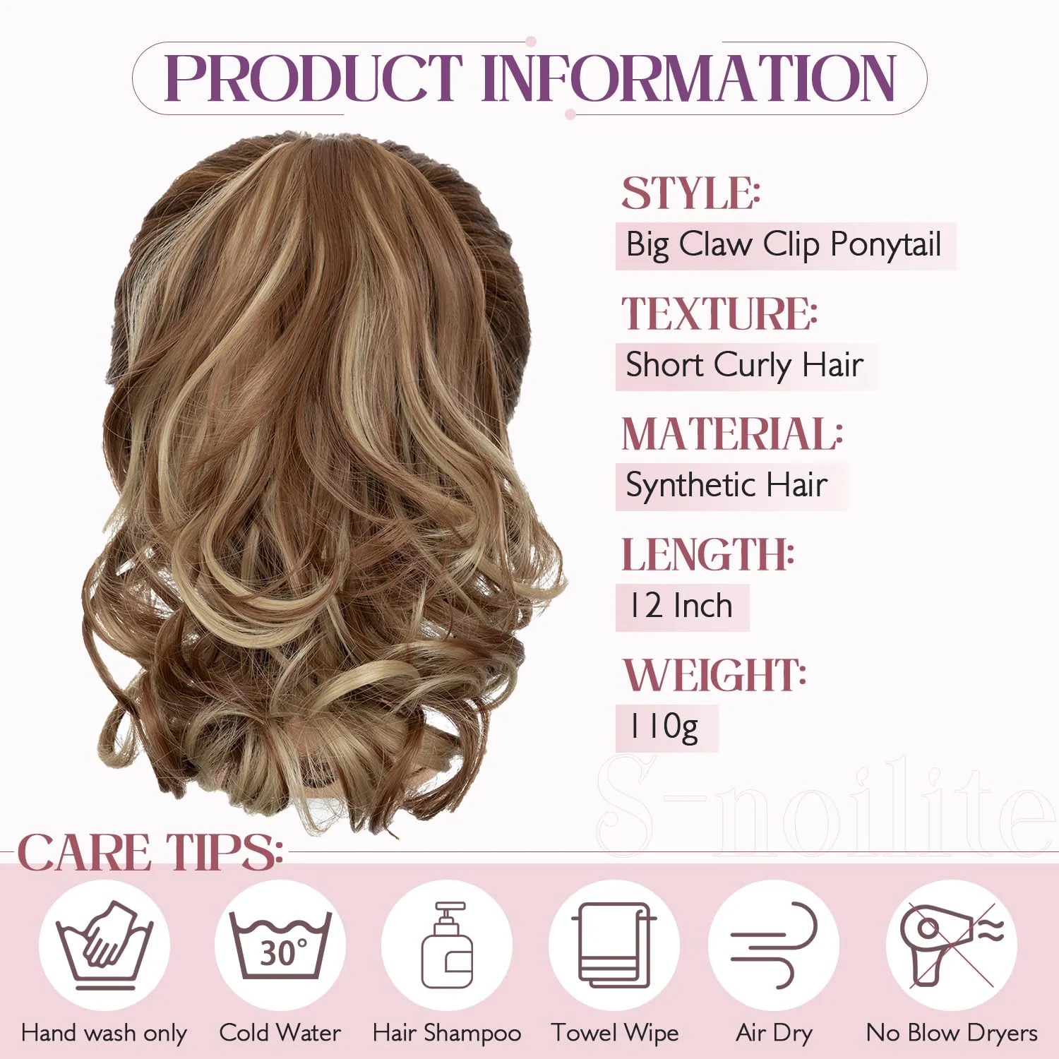 12” Short Curly Claw Ponytail Extension Clip In On Hairpiece - Image 25