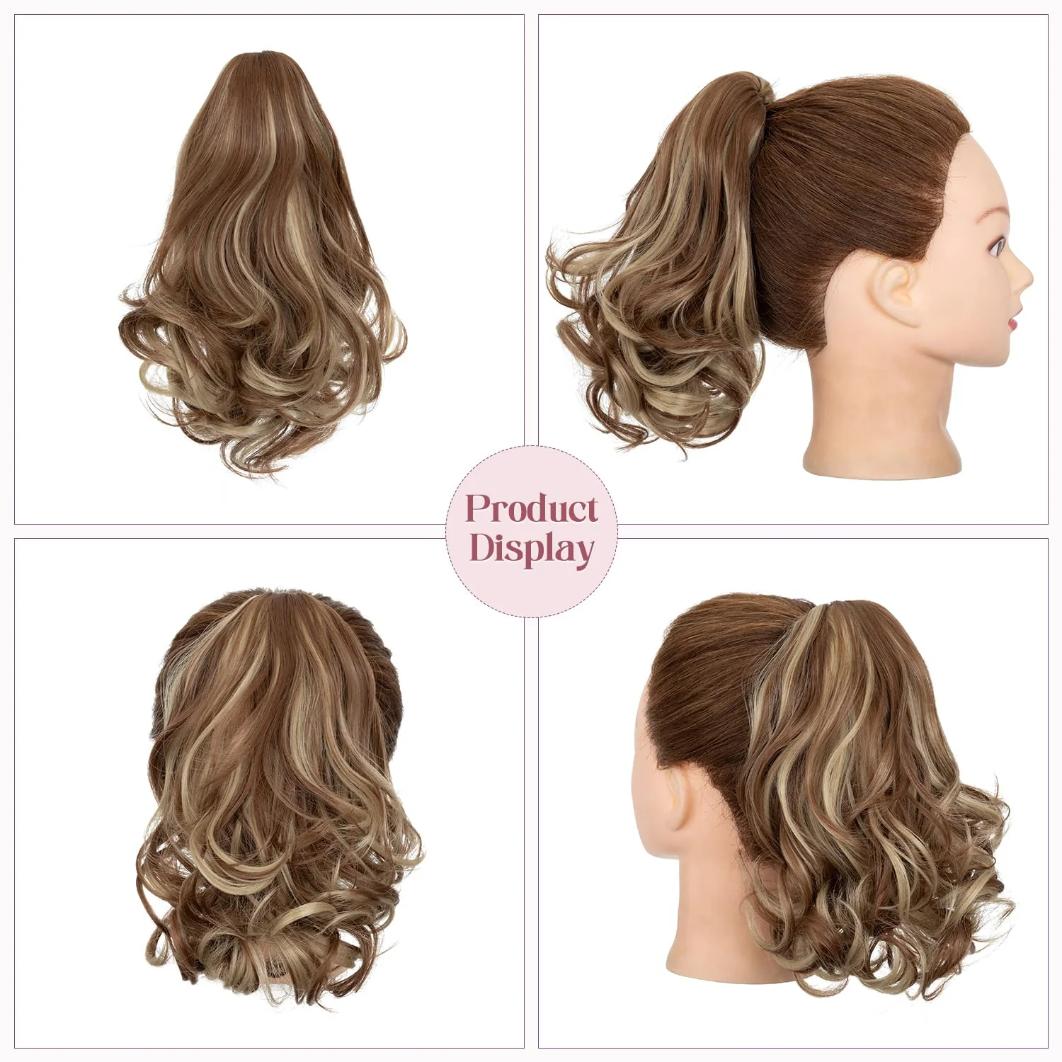 12” Short Curly Claw Ponytail Extension Clip In On Hairpiece - Image 26