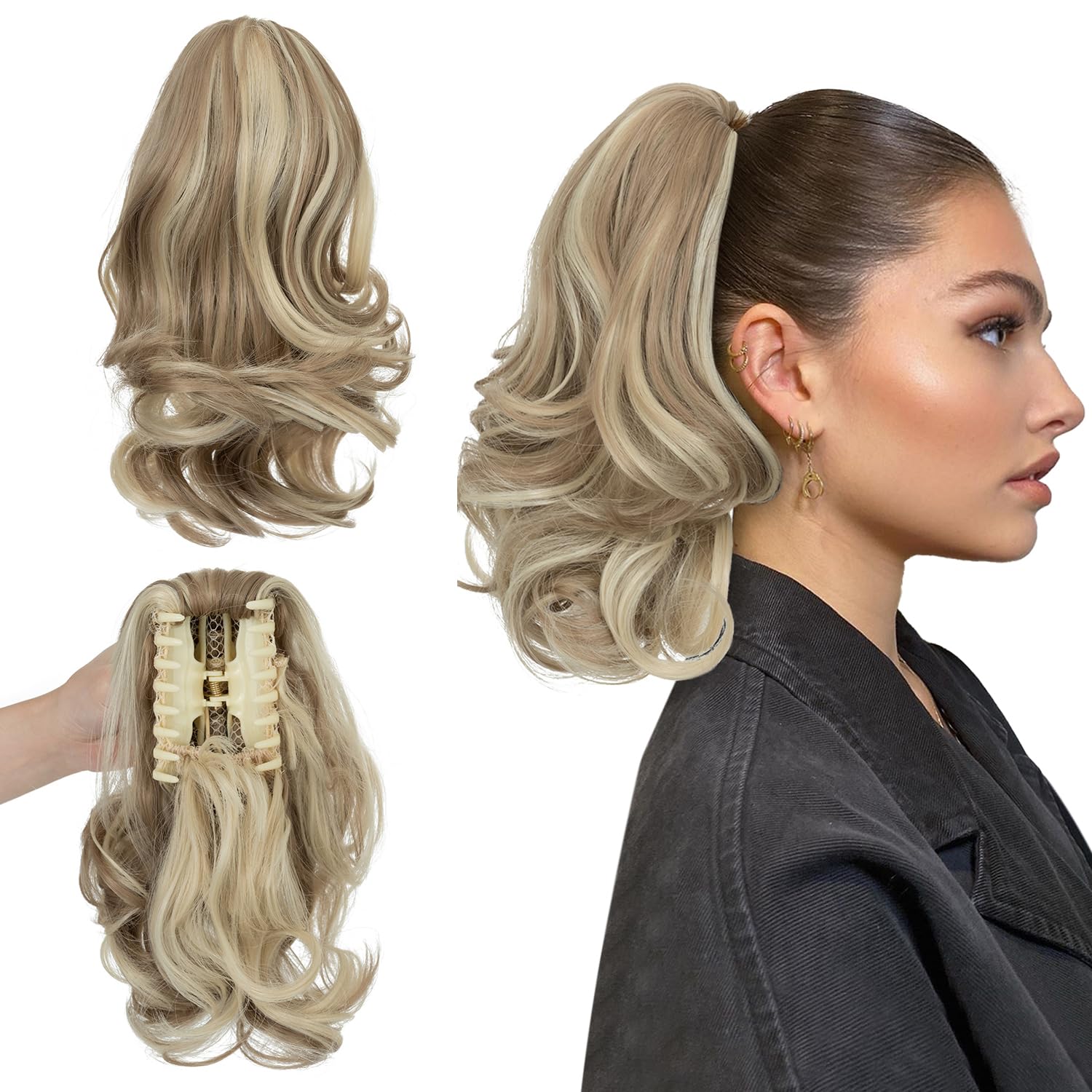 12” Short Curly Claw Ponytail Extension Clip In On Hairpiece - Image 27