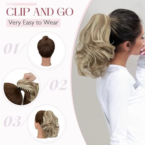 12” Short Curly Claw Ponytail Extension Clip In On Hairpiece - Image 3