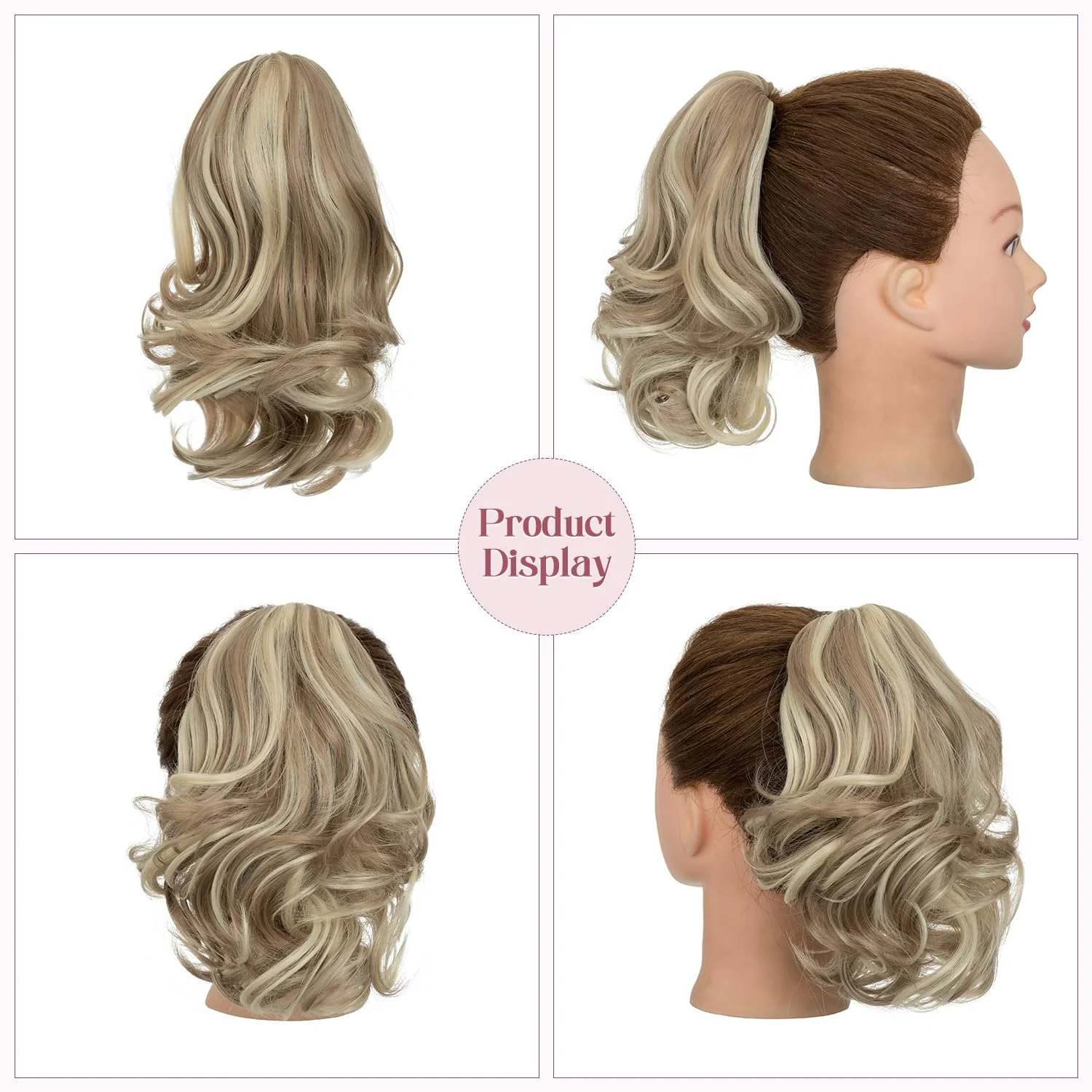 12” Short Curly Claw Ponytail Extension Clip In On Hairpiece - Image 30