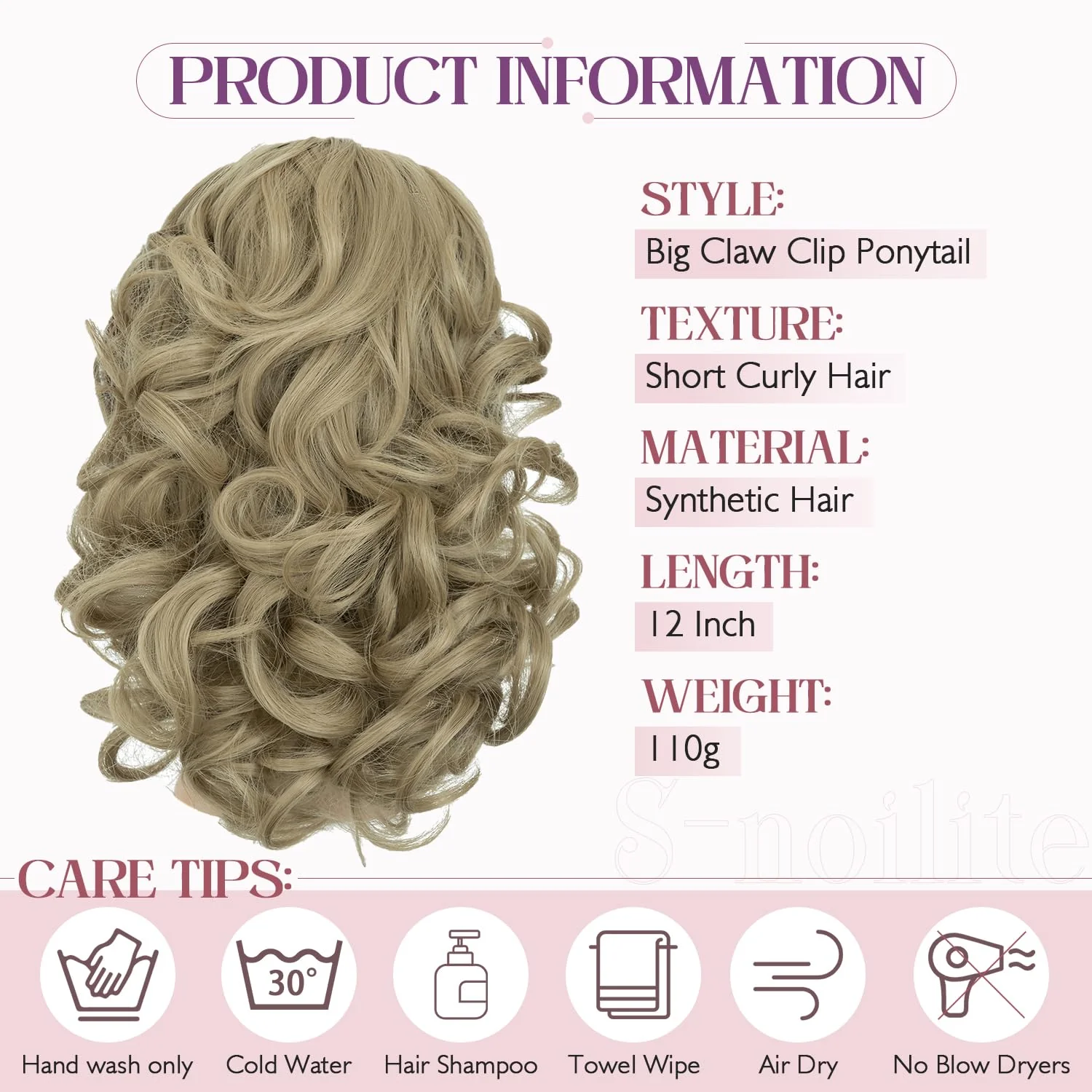 12” Short Curly Claw Ponytail Extension Clip In On Hairpiece - Image 33