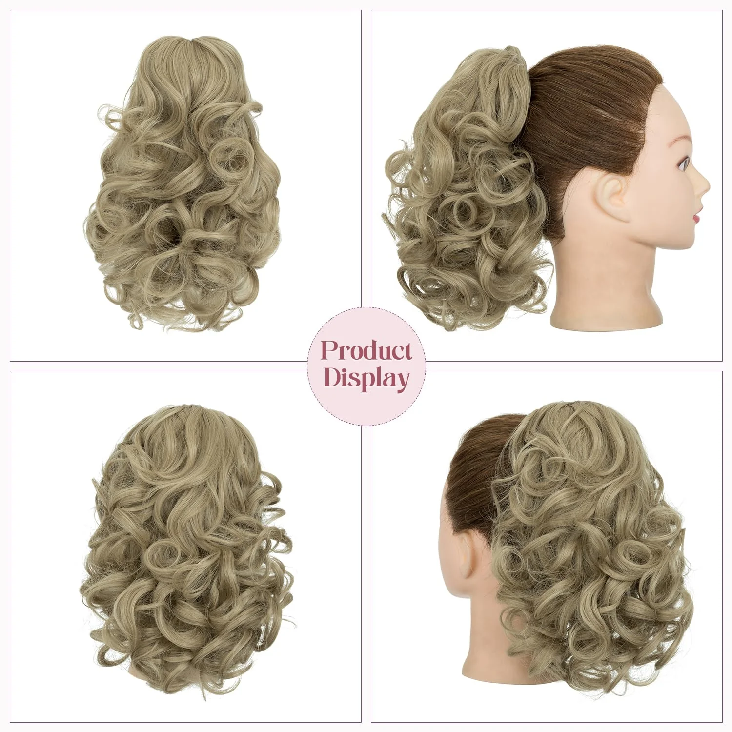 12” Short Curly Claw Ponytail Extension Clip In On Hairpiece - Image 34