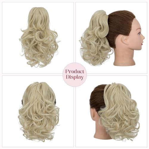 12” Short Curly Claw Ponytail Extension Clip In On Hairpiece - Image 37