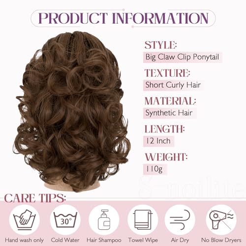 12” Short Curly Claw Ponytail Extension Clip In On Hairpiece - Image 4