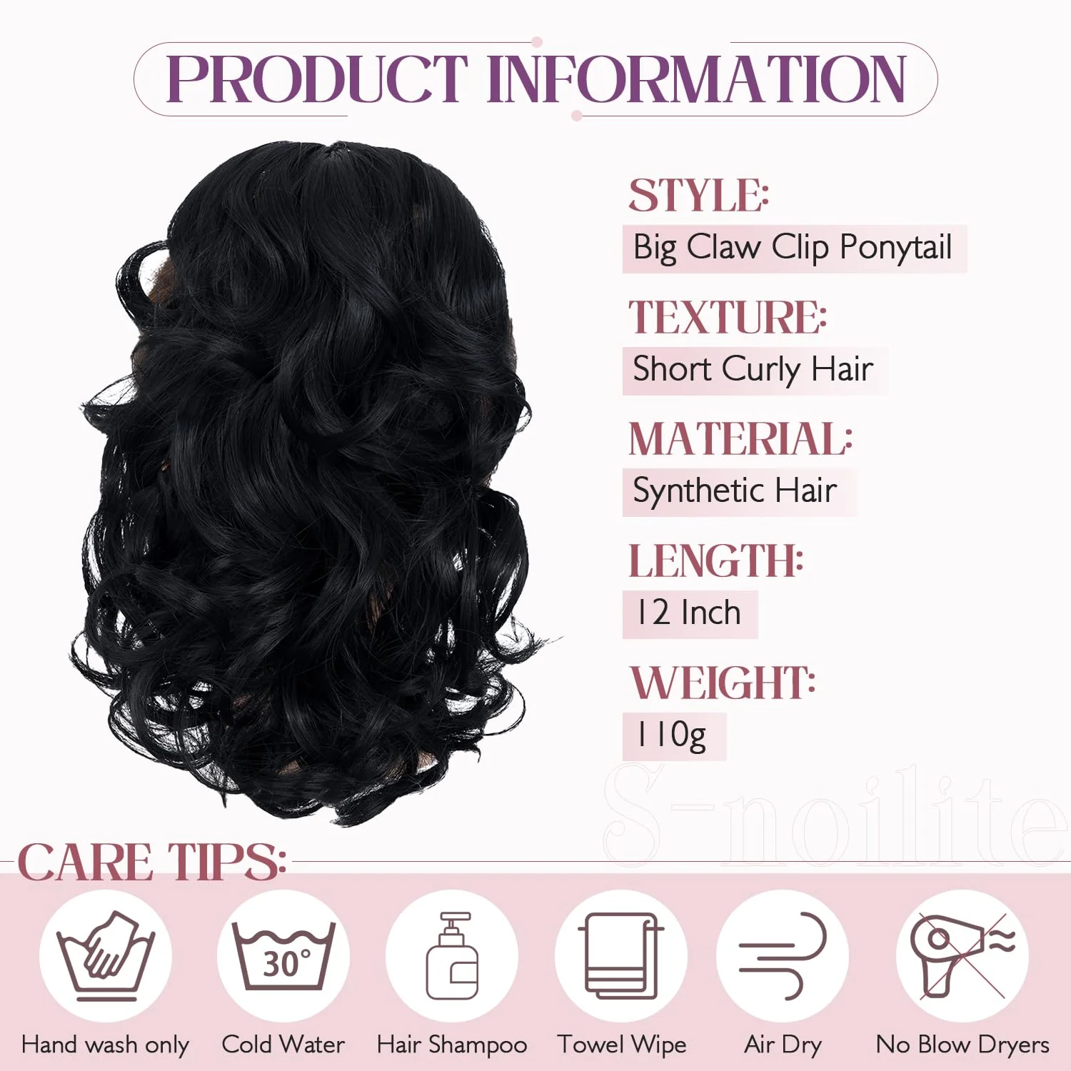 12” Short Curly Claw Ponytail Extension Clip In On Hairpiece - Image 44