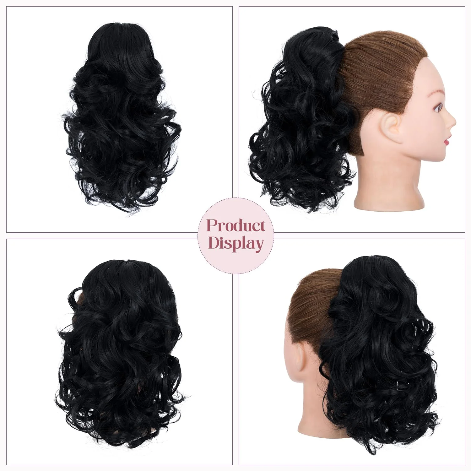 12” Short Curly Claw Ponytail Extension Clip In On Hairpiece - Image 45