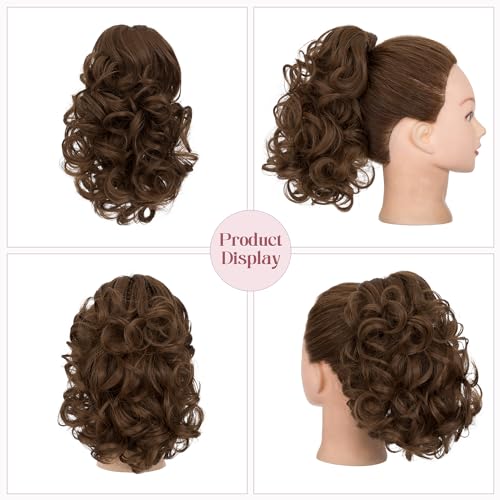 12” Short Curly Claw Ponytail Extension Clip In On Hairpiece - Image 5