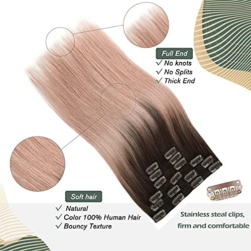 14-22" Clip In Brazilian Human Hair Extensions 120g 7pcs Set - Image 11