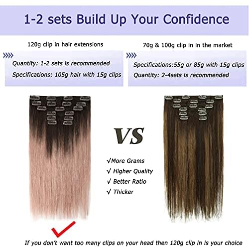 14-22" Clip In Brazilian Human Hair Extensions 120g 7pcs Set - Image 13