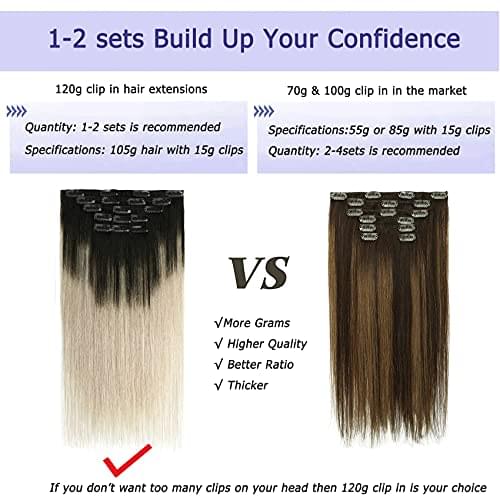 14-22" Clip In Brazilian Human Hair Extensions 120g 7pcs Set - Image 19