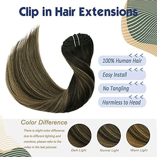 14-22" Clip In Brazilian Human Hair Extensions 120g 7pcs Set - Image 2