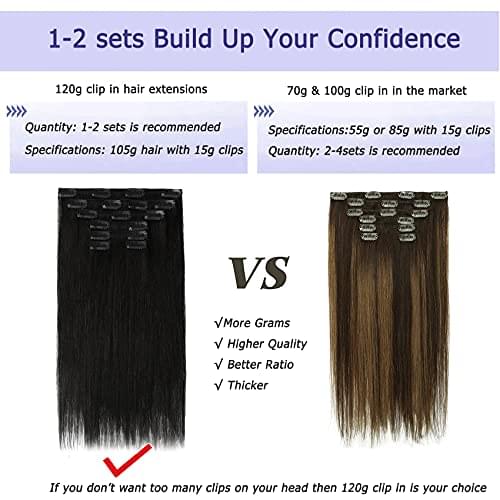 14-22" Clip In Brazilian Human Hair Extensions 120g 7pcs Set - Image 26
