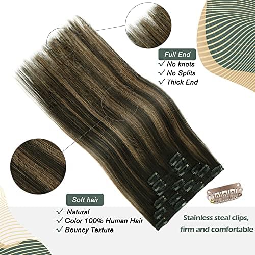 14-22" Clip In Brazilian Human Hair Extensions 120g 7pcs Set - Image 3