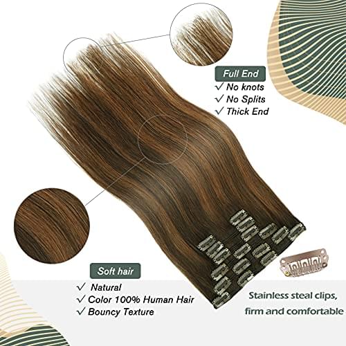 14-22" Clip In Brazilian Human Hair Extensions 120g 7pcs Set - Image 32