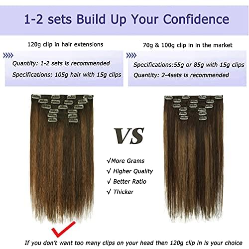 14-22" Clip In Brazilian Human Hair Extensions 120g 7pcs Set - Image 34