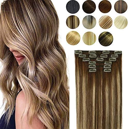 14-22" Clip In Brazilian Human Hair Extensions 120g 7pcs Set - Image 37