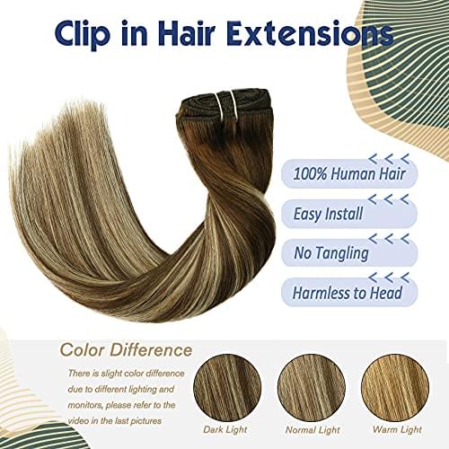 14-22" Clip In Brazilian Human Hair Extensions 120g 7pcs Set - Image 38