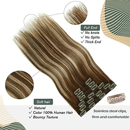 14-22" Clip In Brazilian Human Hair Extensions 120g 7pcs Set - Image 39