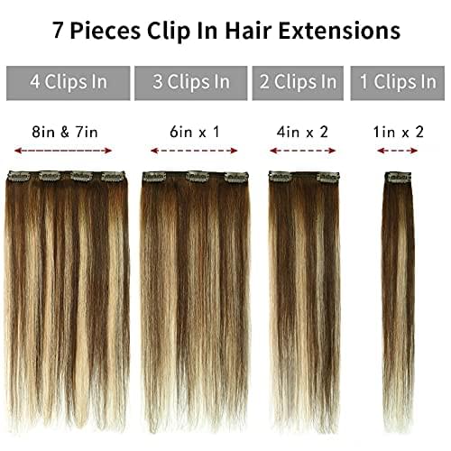 14-22" Clip In Brazilian Human Hair Extensions 120g 7pcs Set - Image 40
