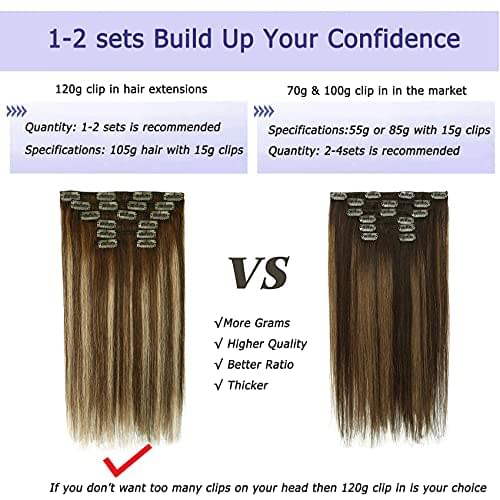 14-22" Clip In Brazilian Human Hair Extensions 120g 7pcs Set - Image 41