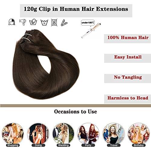 14-22" Clip In Brazilian Human Hair Extensions 120g 7pcs Set - Image 45