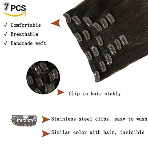 14-22" Clip In Brazilian Human Hair Extensions 120g 7pcs Set - Image 47