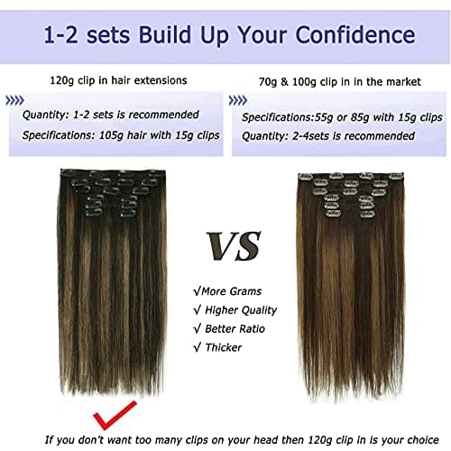 14-22" Clip In Brazilian Human Hair Extensions 120g 7pcs Set - Image 5