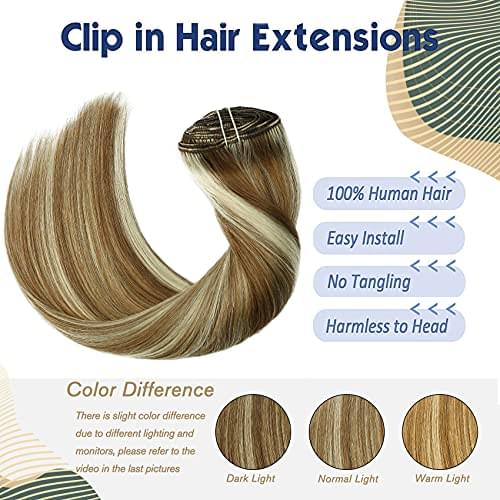 14-22" Clip In Brazilian Human Hair Extensions 120g 7pcs Set - Image 51
