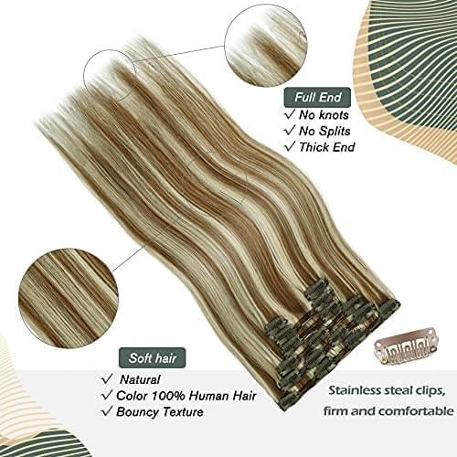 14-22" Clip In Brazilian Human Hair Extensions 120g 7pcs Set - Image 52