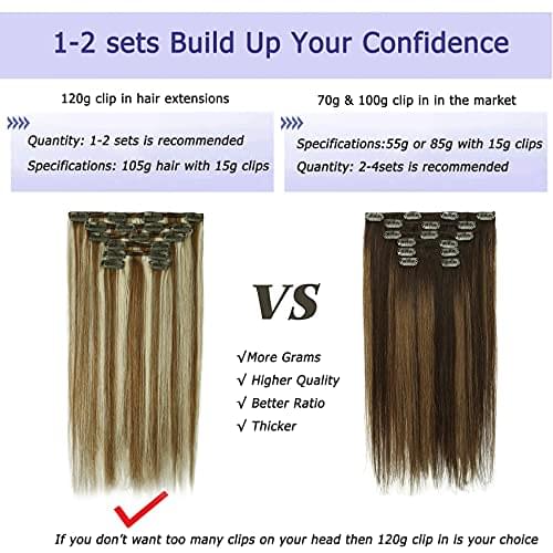 14-22" Clip In Brazilian Human Hair Extensions 120g 7pcs Set - Image 54
